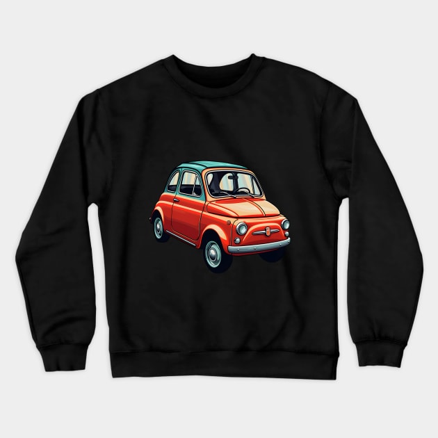 Retro Charm of a Red and Orange Fiat 500 Crewneck Sweatshirt by AIHRGDesign